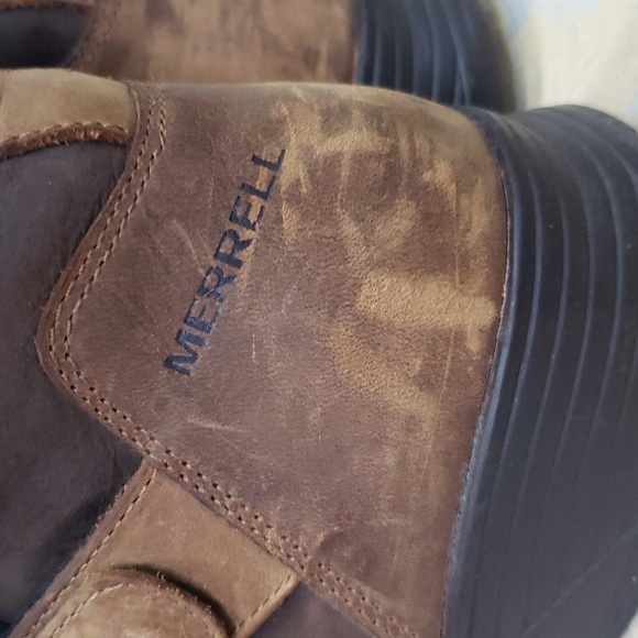 Merrell Boot Womens sz 9 Clay Travvy Leather Brown Tan Tall Waterproof Winter - Picture 3 of 9